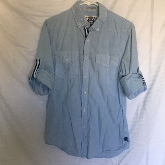 Light blue and white pin striped button down shirt - Picture 2 of 5